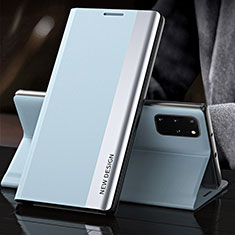 Funda de Cuero Cartera con Soporte Carcasa QH2 para Samsung Galaxy S20 Plus Azul Claro