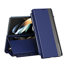 Funda de Cuero Cartera con Soporte Carcasa QH2 para Samsung Galaxy Z Fold5 5G Azul