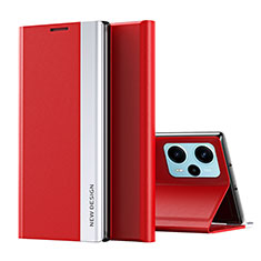 Funda de Cuero Cartera con Soporte Carcasa QH2 para Xiaomi Poco F5 5G Rojo