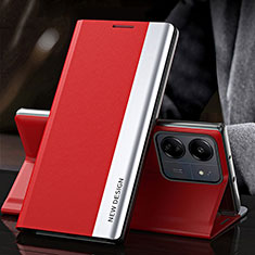Funda de Cuero Cartera con Soporte Carcasa QH2 para Xiaomi Redmi 13C Rojo