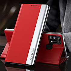 Funda de Cuero Cartera con Soporte Carcasa QH3 para Samsung Galaxy M21s Rojo