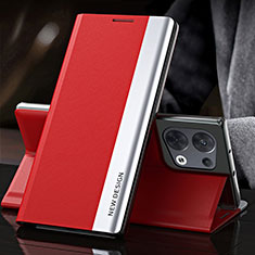 Funda de Cuero Cartera con Soporte Carcasa QH4 para Xiaomi Redmi Note 13 5G Rojo