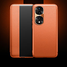 Funda de Cuero Cartera con Soporte Carcasa QK1 para Huawei Honor 70 Pro 5G Naranja