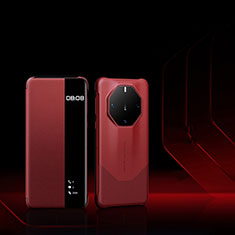 Funda de Cuero Cartera con Soporte Carcasa QK1 para Huawei Mate 60 RS Ultimate Rojo