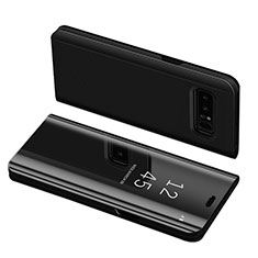Funda de Cuero Cartera con Soporte Carcasa S01 para Samsung Galaxy Note 8 Duos N950F Negro