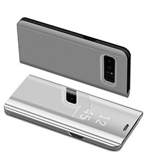 Funda de Cuero Cartera con Soporte Carcasa S01 para Samsung Galaxy Note 8 Duos N950F Plata