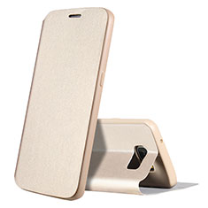 Funda de Cuero Cartera con Soporte Carcasa S01 para Samsung Galaxy S7 G930F G930FD Oro