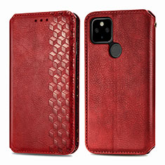 Funda de Cuero Cartera con Soporte Carcasa S01D para Google Pixel 4a 5G Rojo