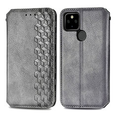 Funda de Cuero Cartera con Soporte Carcasa S01D para Google Pixel 5 Gris