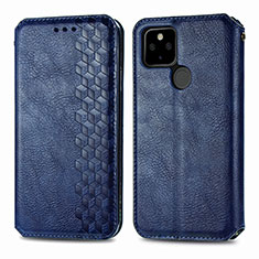 Funda de Cuero Cartera con Soporte Carcasa S01D para Google Pixel 5 XL 5G Azul