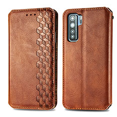 Funda de Cuero Cartera con Soporte Carcasa S01D para Huawei Nova 7 SE 5G Marron