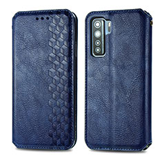 Funda de Cuero Cartera con Soporte Carcasa S01D para Huawei P40 Lite 5G Azul