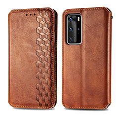 Funda de Cuero Cartera con Soporte Carcasa S01D para Huawei P40 Pro Marron