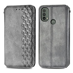 Funda de Cuero Cartera con Soporte Carcasa S01D para Motorola Moto E30 Gris