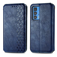 Funda de Cuero Cartera con Soporte Carcasa S01D para Motorola Moto Edge 20 Pro 5G Azul