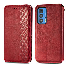 Funda de Cuero Cartera con Soporte Carcasa S01D para Motorola Moto Edge 20 Pro 5G Rojo