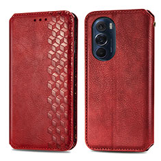 Funda de Cuero Cartera con Soporte Carcasa S01D para Motorola Moto Edge Plus (2022) 5G Rojo