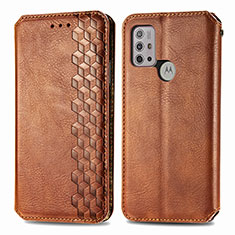 Funda de Cuero Cartera con Soporte Carcasa S01D para Motorola Moto G10 Marron