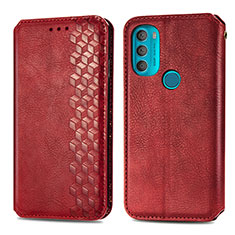 Funda de Cuero Cartera con Soporte Carcasa S01D para Motorola Moto G71 5G Rojo
