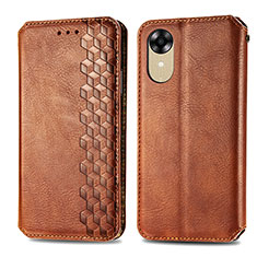 Funda de Cuero Cartera con Soporte Carcasa S01D para Oppo A17K Marron