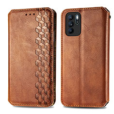 Funda de Cuero Cartera con Soporte Carcasa S01D para Oppo Reno6 Z 5G Marron