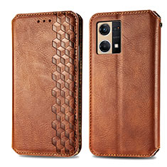 Funda de Cuero Cartera con Soporte Carcasa S01D para Oppo Reno8 4G Marron