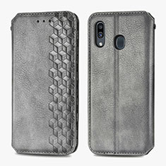 Funda de Cuero Cartera con Soporte Carcasa S01D para Samsung Galaxy A20 Gris