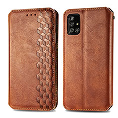 Funda de Cuero Cartera con Soporte Carcasa S01D para Samsung Galaxy A51 4G Marron