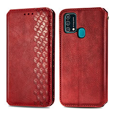 Funda de Cuero Cartera con Soporte Carcasa S01D para Samsung Galaxy F41 Rojo
