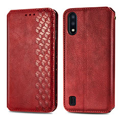 Funda de Cuero Cartera con Soporte Carcasa S01D para Samsung Galaxy M01 Rojo