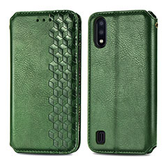 Funda de Cuero Cartera con Soporte Carcasa S01D para Samsung Galaxy M01 Verde