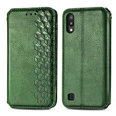 Funda de Cuero Cartera con Soporte Carcasa S01D para Samsung Galaxy M10 Verde