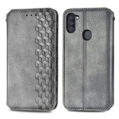 Funda de Cuero Cartera con Soporte Carcasa S01D para Samsung Galaxy M11 Gris