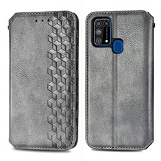 Funda de Cuero Cartera con Soporte Carcasa S01D para Samsung Galaxy M21s Gris