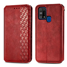 Funda de Cuero Cartera con Soporte Carcasa S01D para Samsung Galaxy M21s Rojo