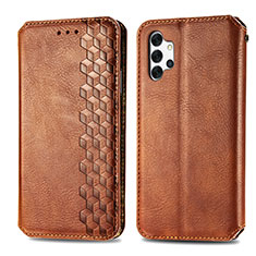 Funda de Cuero Cartera con Soporte Carcasa S01D para Samsung Galaxy M32 5G Marron