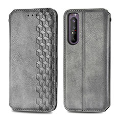 Funda de Cuero Cartera con Soporte Carcasa S01D para Sony Xperia 1 II Gris