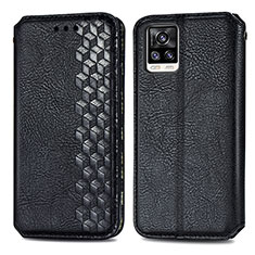 Funda de Cuero Cartera con Soporte Carcasa S01D para Vivo V20 Negro