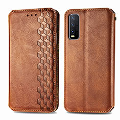 Funda de Cuero Cartera con Soporte Carcasa S01D para Vivo Y20 Marron