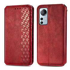 Funda de Cuero Cartera con Soporte Carcasa S01D para Xiaomi Mi 12S 5G Rojo