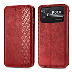 Funda de Cuero Cartera con Soporte Carcasa S01D para Xiaomi Poco C40 Rojo