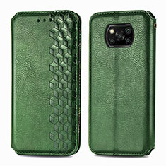 Funda de Cuero Cartera con Soporte Carcasa S01D para Xiaomi Poco X3 Pro Verde