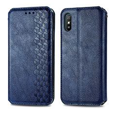 Funda de Cuero Cartera con Soporte Carcasa S01D para Xiaomi Redmi 9AT Azul