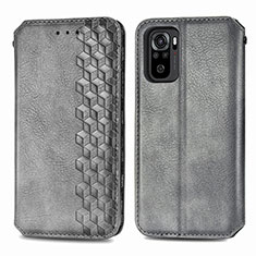 Funda de Cuero Cartera con Soporte Carcasa S01D para Xiaomi Redmi Note 10 4G Gris