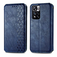 Funda de Cuero Cartera con Soporte Carcasa S01D para Xiaomi Redmi Note 11 Pro+ Plus 5G Azul