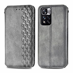 Funda de Cuero Cartera con Soporte Carcasa S01D para Xiaomi Redmi Note 11 Pro+ Plus 5G Gris