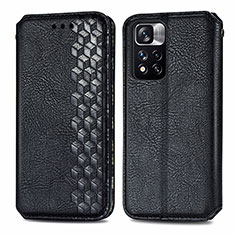 Funda de Cuero Cartera con Soporte Carcasa S01D para Xiaomi Redmi Note 11 Pro+ Plus 5G Negro