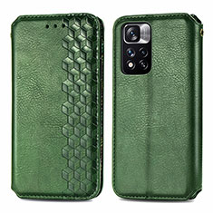 Funda de Cuero Cartera con Soporte Carcasa S01D para Xiaomi Redmi Note 11 Pro+ Plus 5G Verde