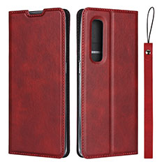 Funda de Cuero Cartera con Soporte Carcasa S02 para Oppo Find X2 Pro Rojo