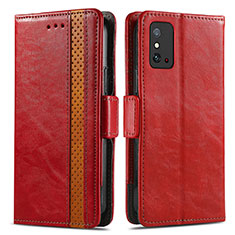 Funda de Cuero Cartera con Soporte Carcasa S02D para Huawei Honor X10 Max 5G Rojo